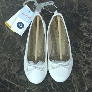 Cat & Jack Ultimate Comfort White Bow Ballet Flats Size-13